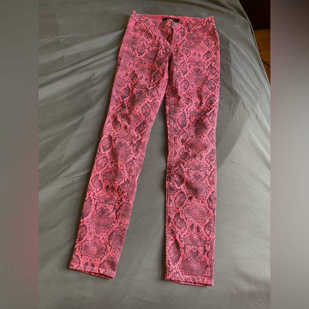 Women’s J Brand Pink Faux Snakeskin Print Skinny Jeans - SIZE 28